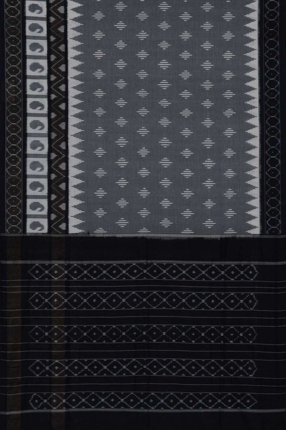 Image of Grey Pochampally Ikat Cotton Saree