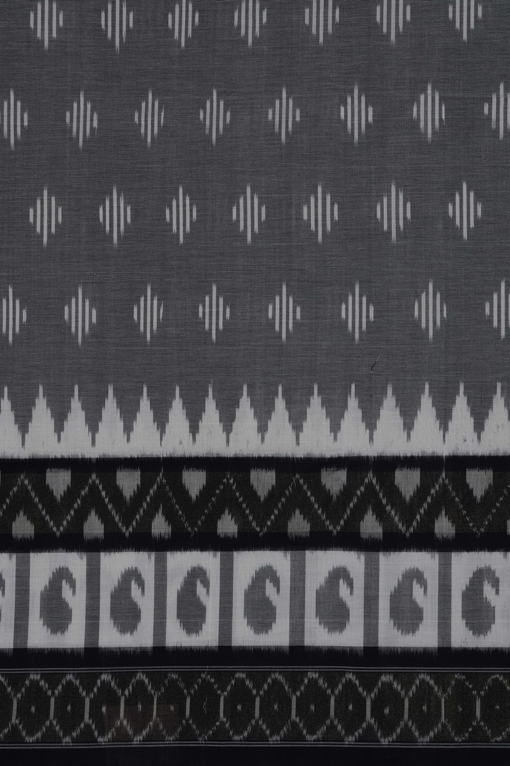 Image of Grey Pochampally Ikat Cotton Saree
