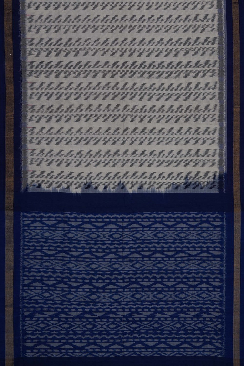 Image of Off-White Pochampally Ikat Cotton Saree