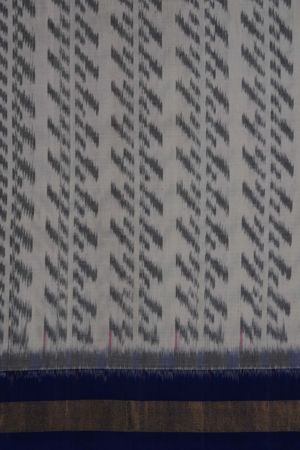 Image of Off-White Pochampally Ikat Cotton Saree