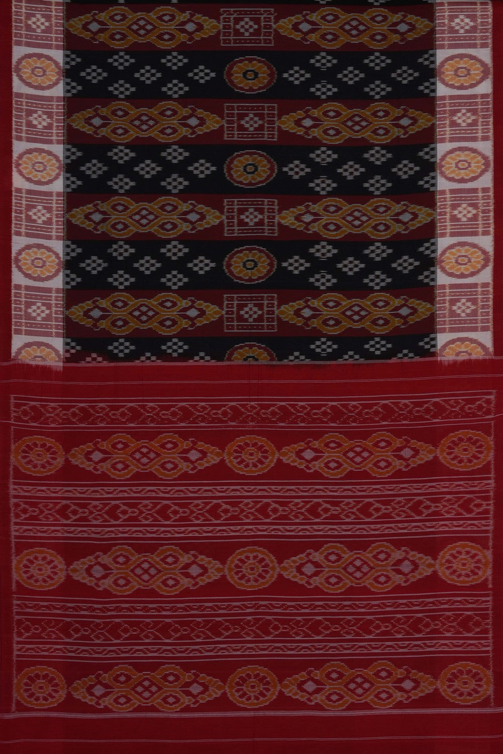 Image of Black Pochampally Ikat Cotton Saree