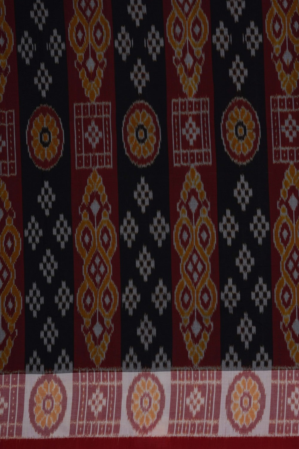 Image of Black Pochampally Ikat Cotton Saree