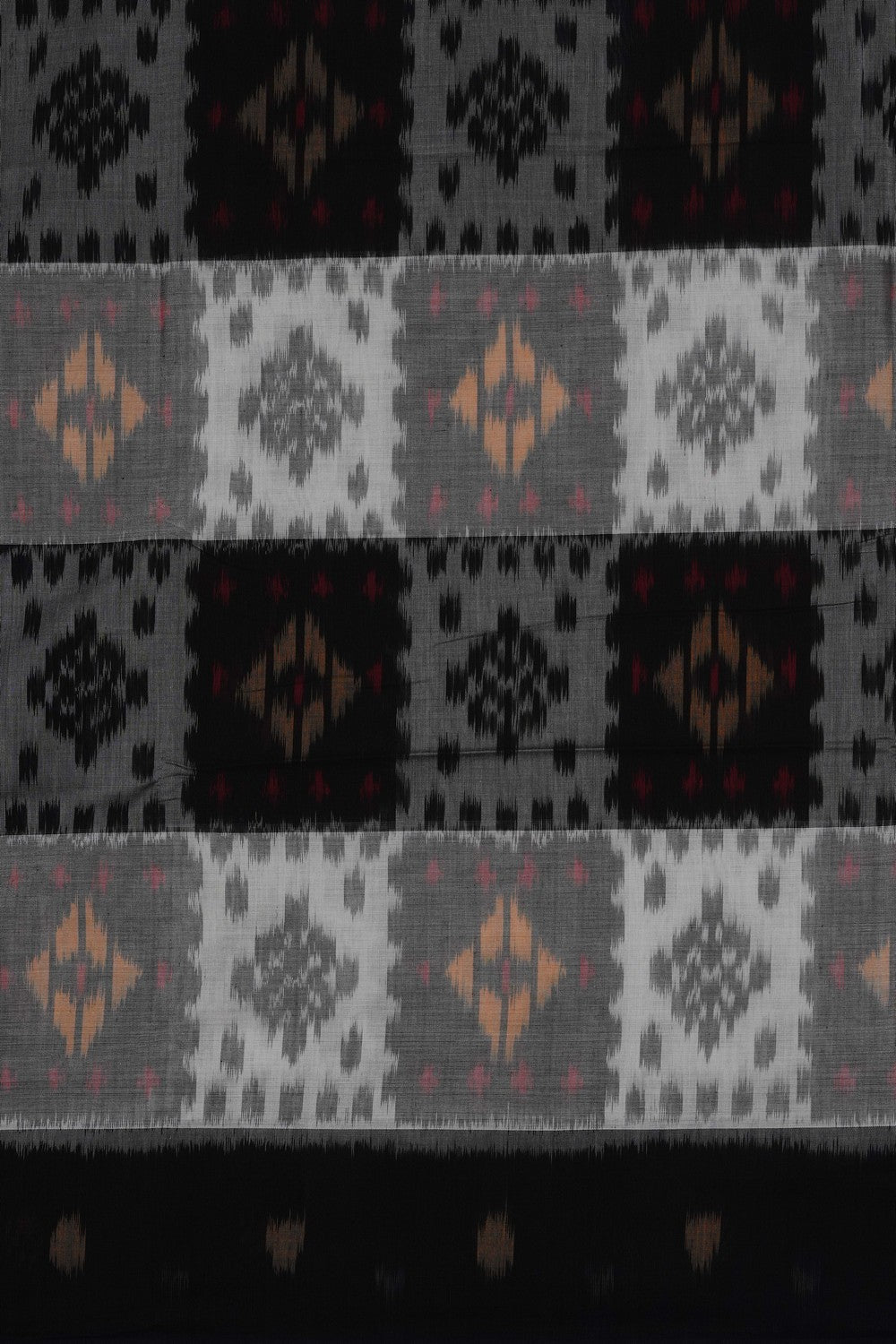 Image of Black Pochampally Ikat Cotton Saree