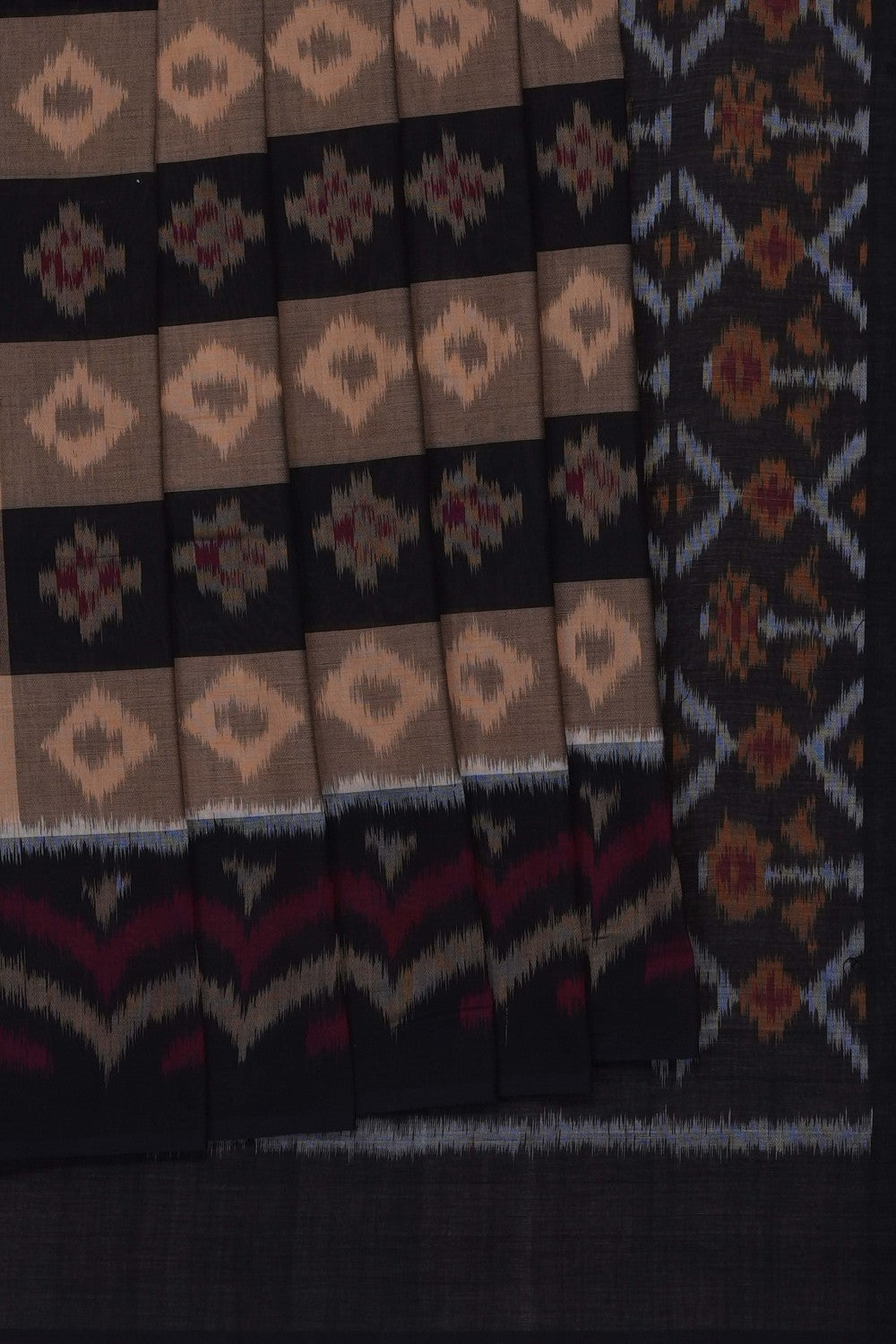 Image of Black Sambalpuri Cotton Saree