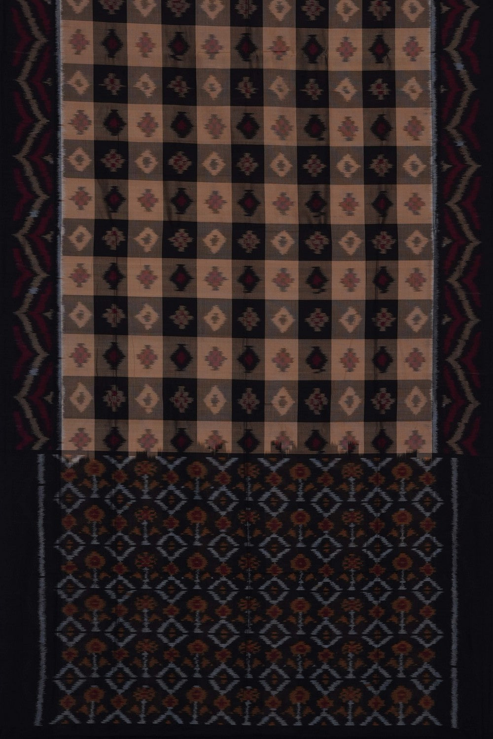 Image of Black Sambalpuri Cotton Saree