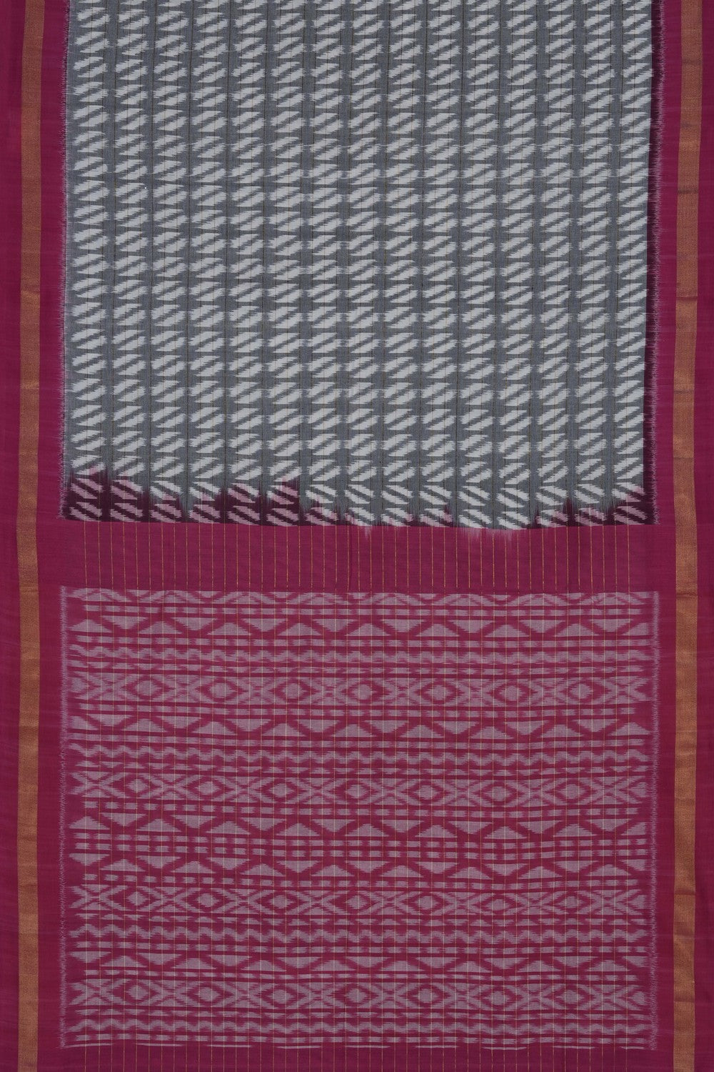 Image of Grey Pochampally Ikat Cotton Saree