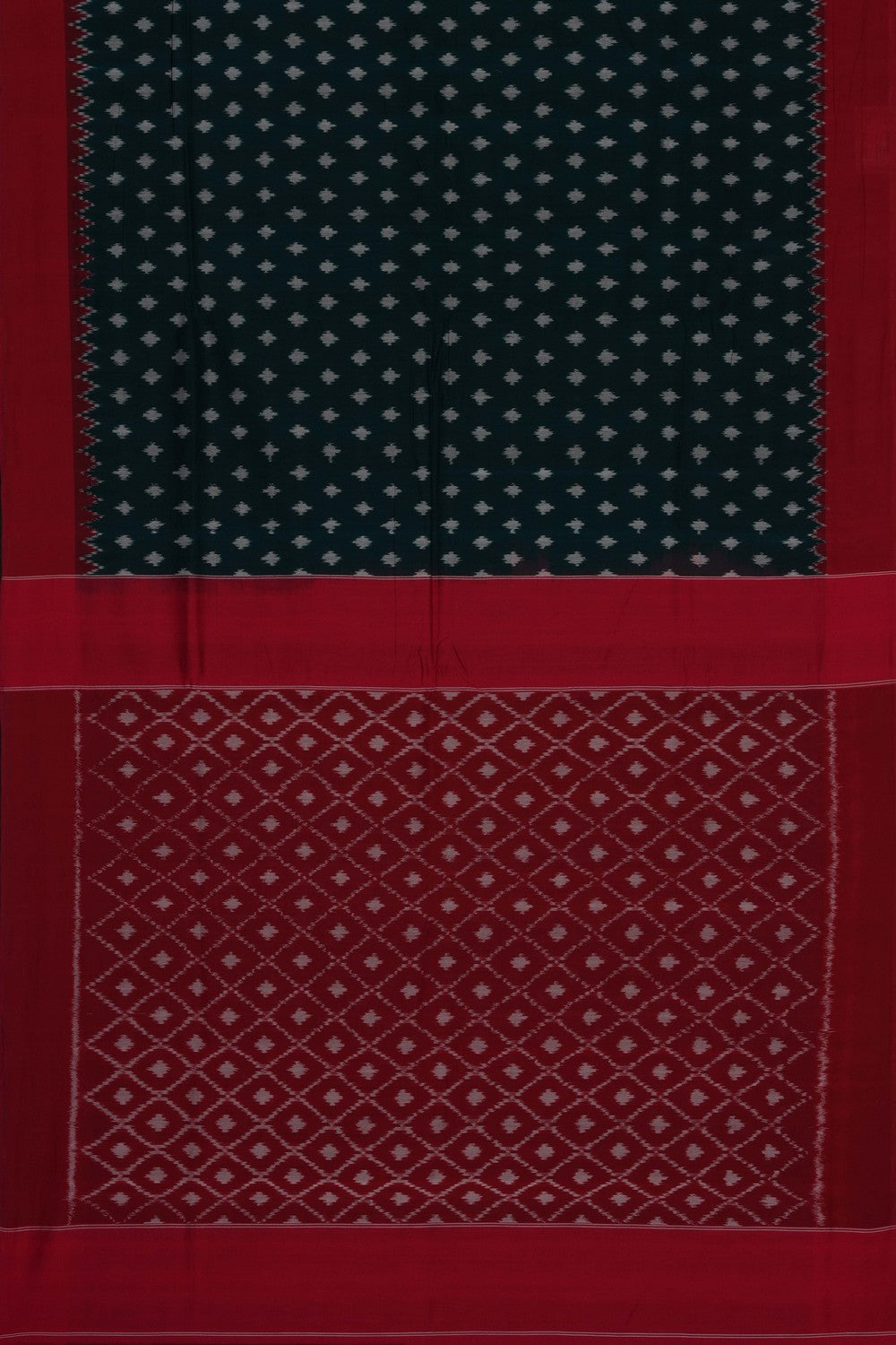 Image of Green Pochampally Ikat Cotton Saree