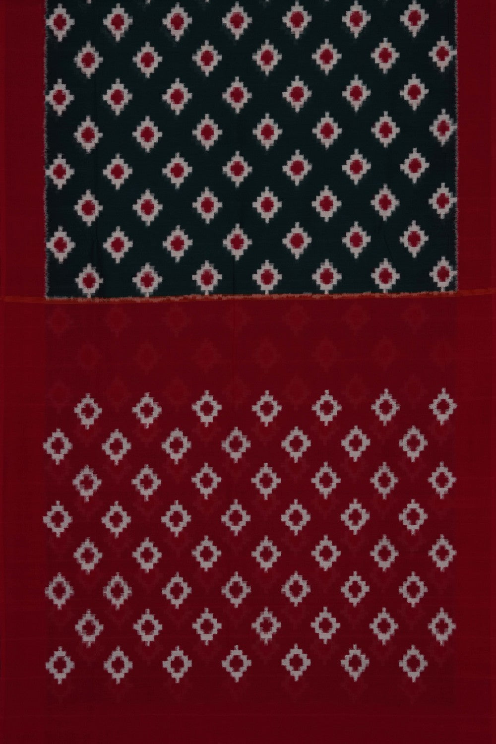Image of Green Pochampally Ikat Cotton Saree