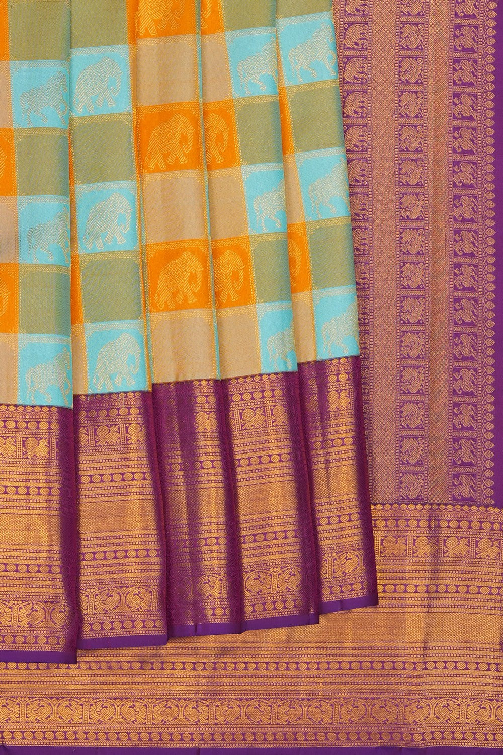 Image of Multi-Colour Kanchipattu Kattam Saree