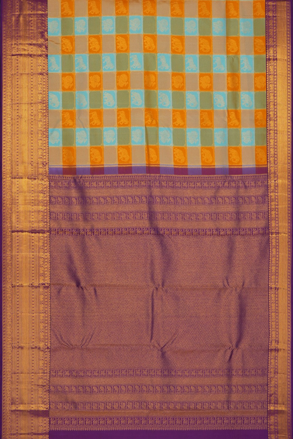 Image of Multi-Colour Kanchipattu Kattam Saree