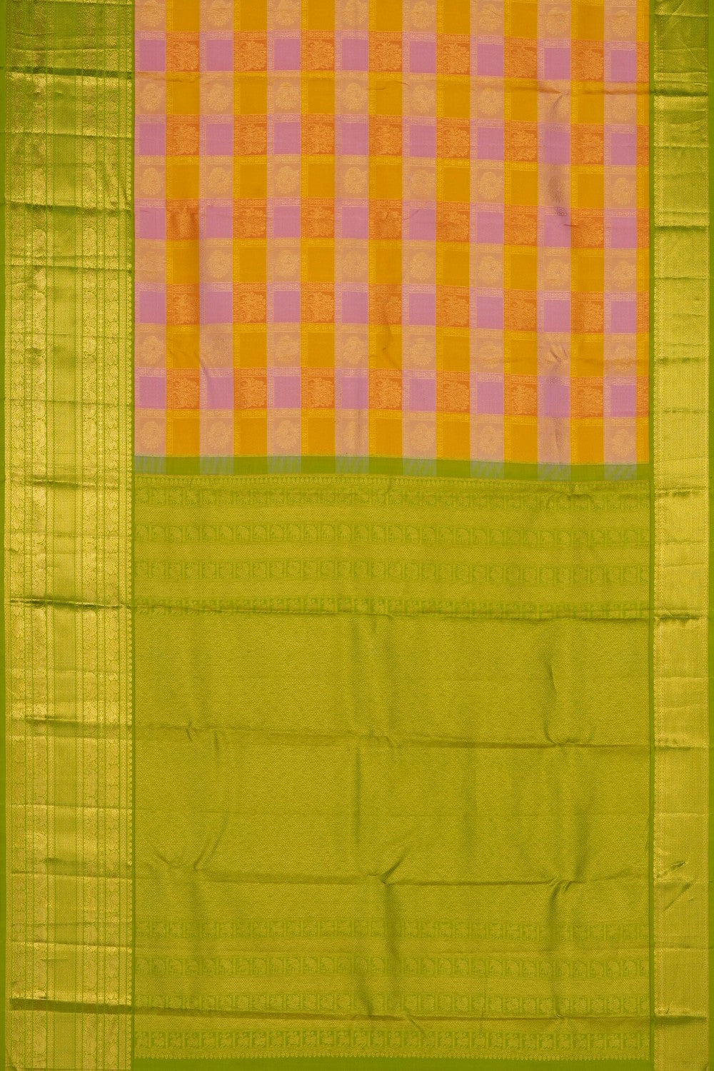 Image of Pink Kanchipattu Kattam Saree