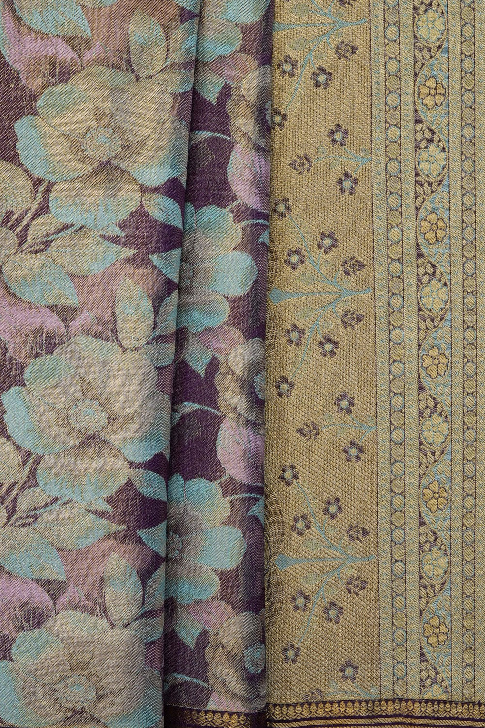 Image of Purple Kanchipattu Tissue Brocade Saree