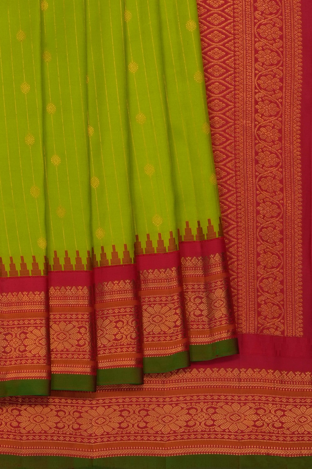 Image of Green Gadwal Silk Saree
