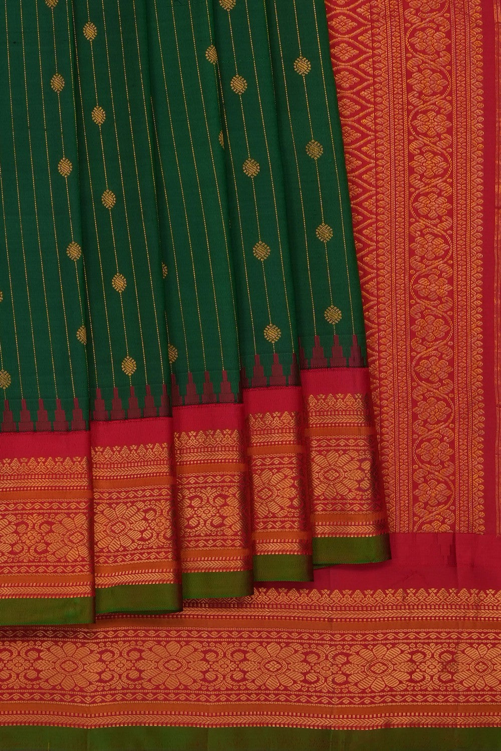 Image of Green Gadwal Silk Saree