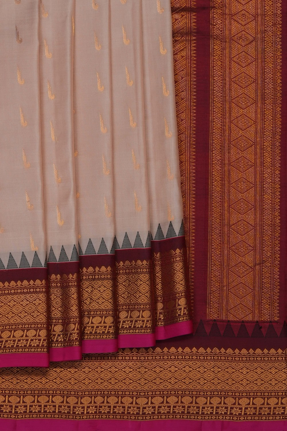 Image of Off-White Gadwal Silk Saree