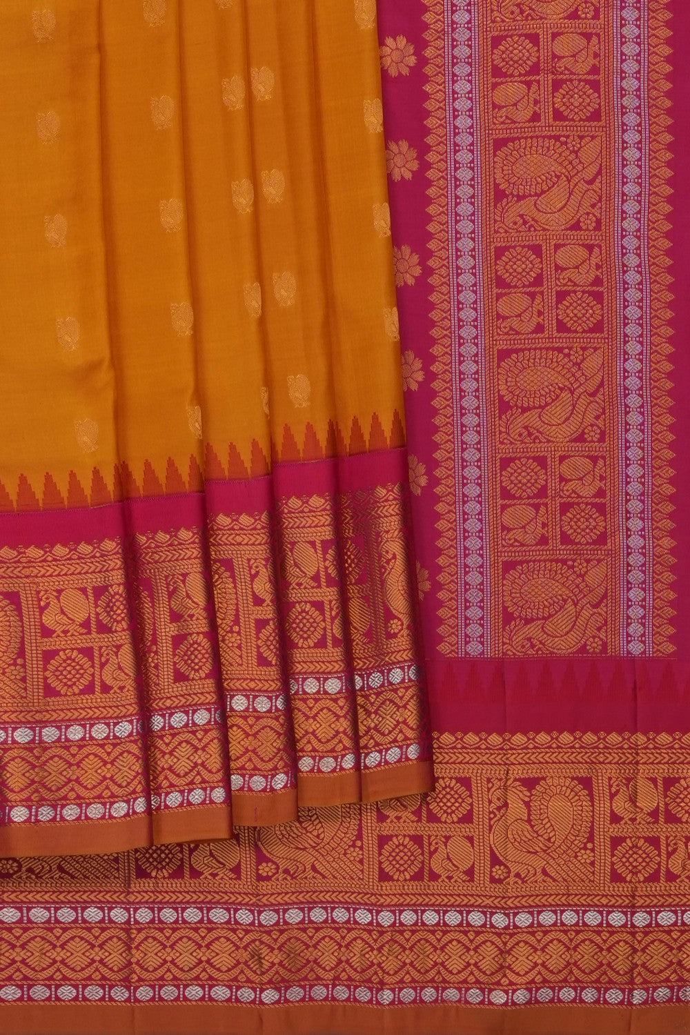 Image of Mustard Gadwal Silk Saree