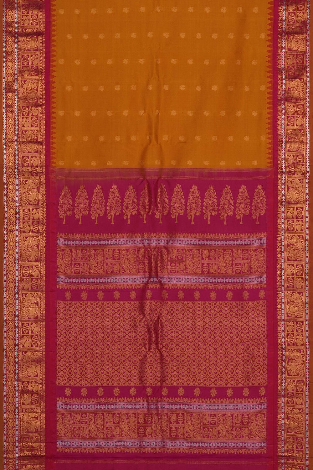 Image of Mustard Gadwal Silk Saree
