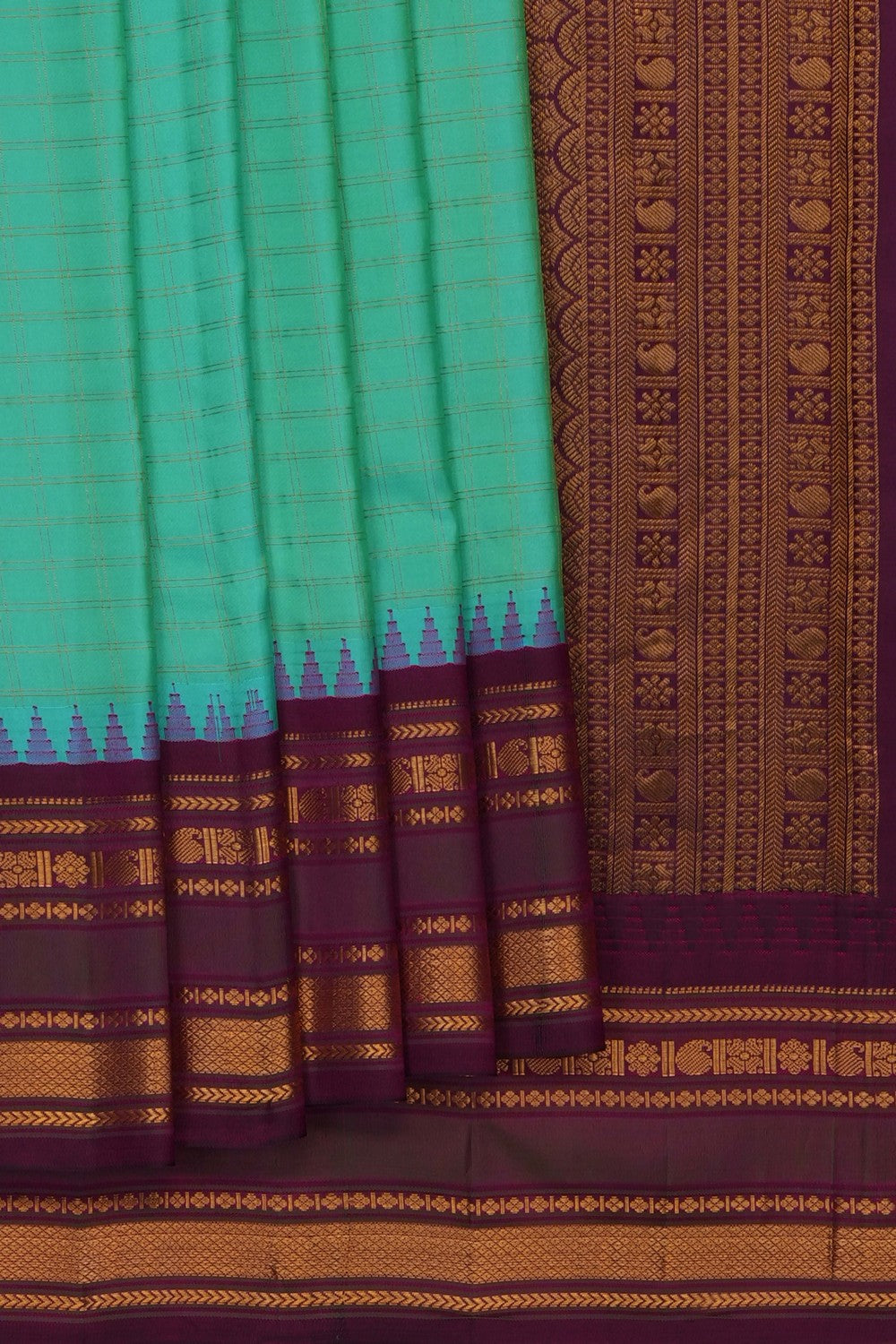 Image of Sea Green Gadwal Silk Saree