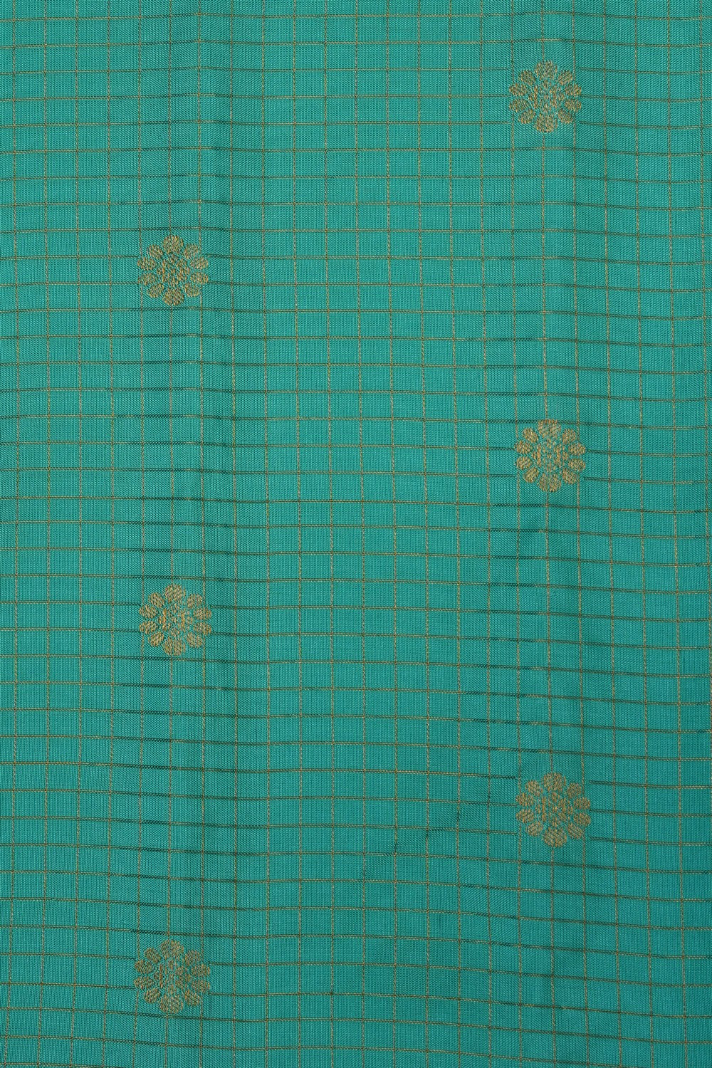 Image of Sea-Green Gadwal Silk Kattam Saree