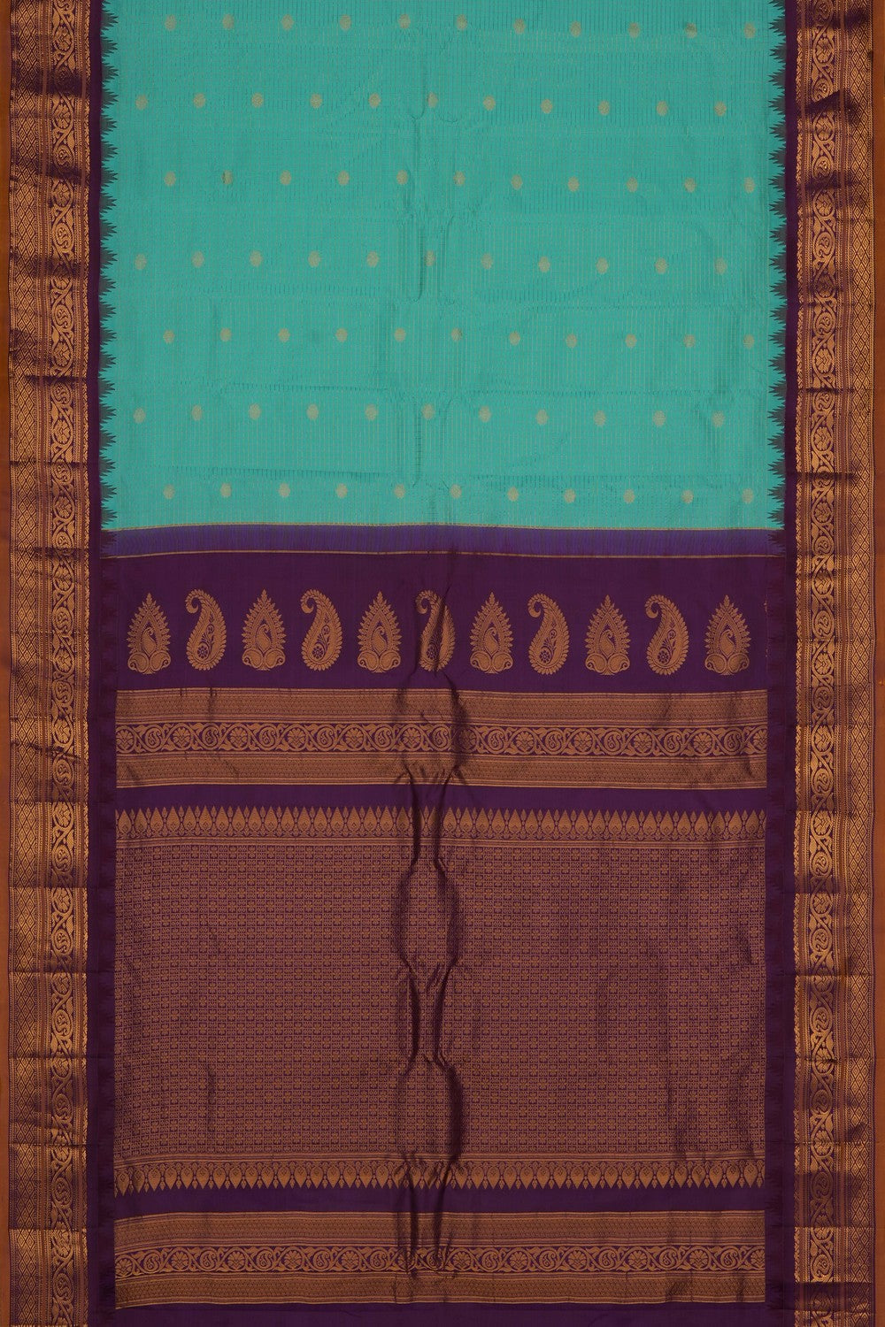 Image of Sea-Green Gadwal Silk Kattam Saree