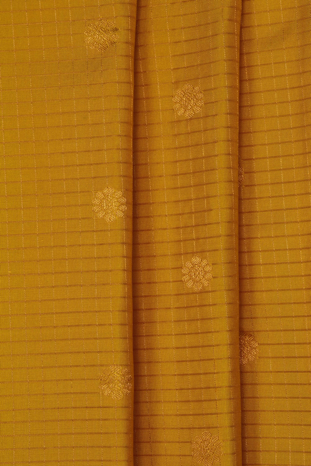 Image of Yellow Gadwal Silk Kattam Saree