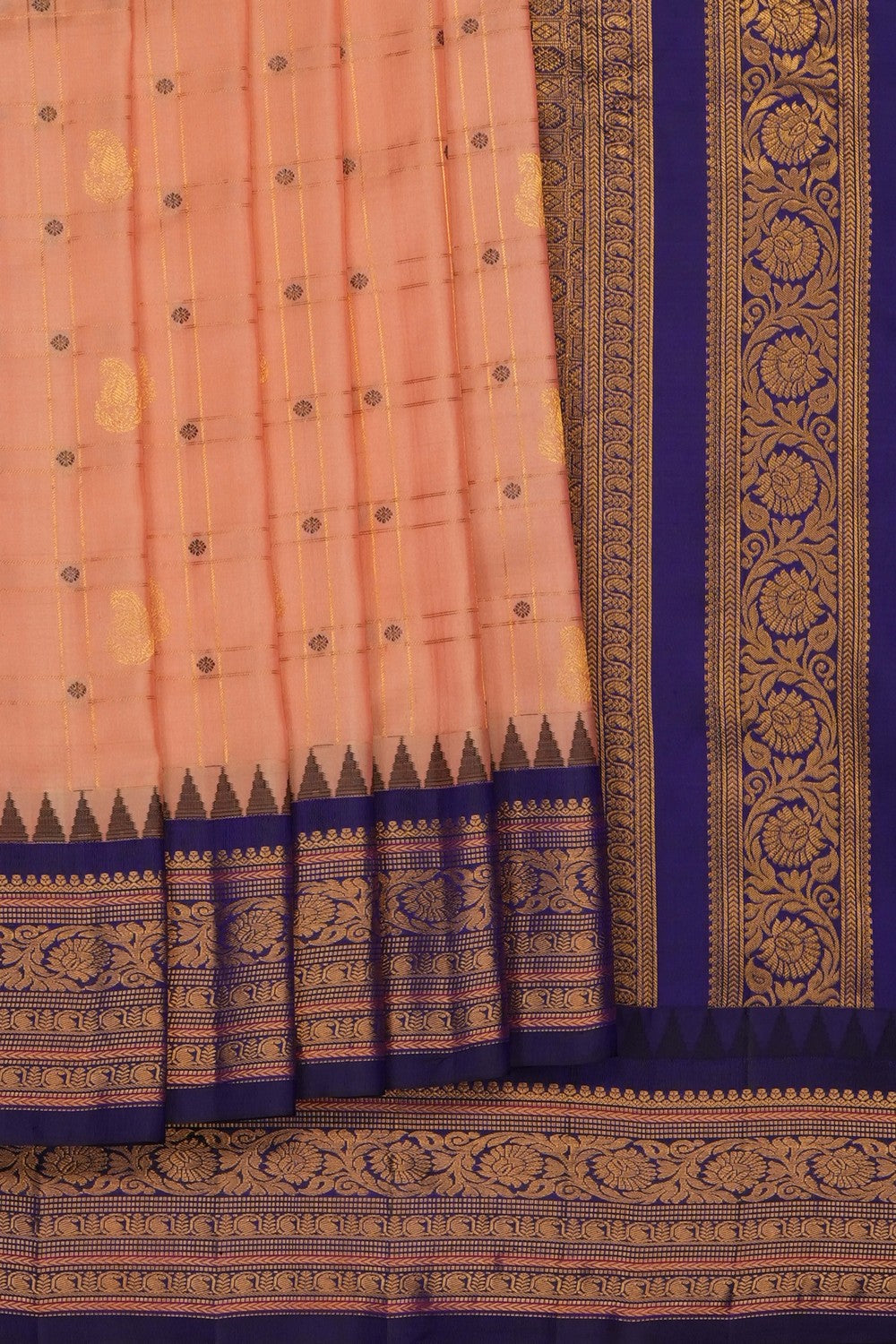 Image of Peach Gadwal Kattam Saree