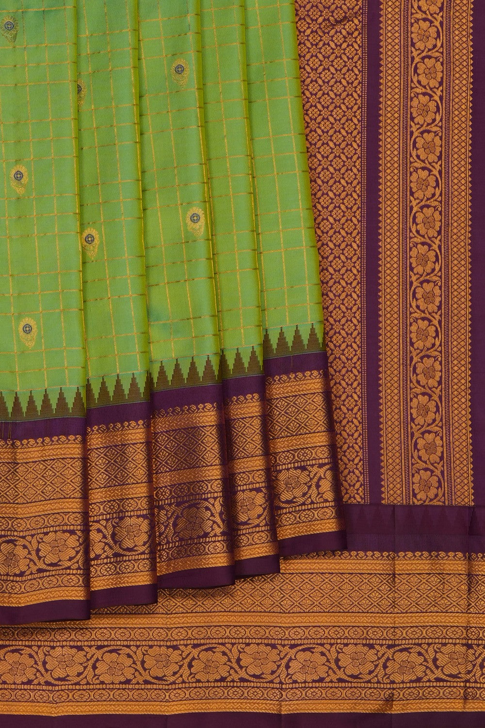 Image of Sea-Green Gadwal Kattam Saree