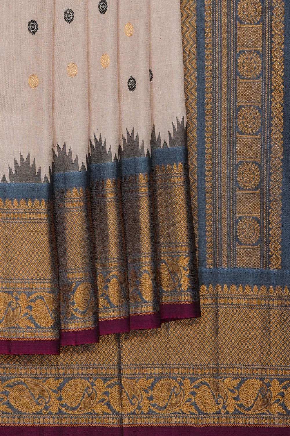 Image of Off-White Gadwal Saree