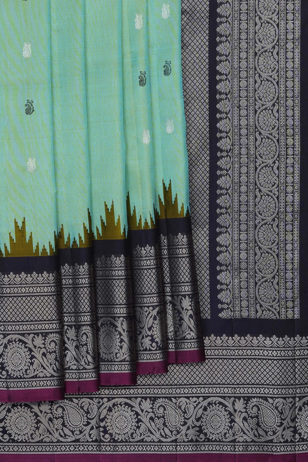 Image of Sea Green Gadwal Saree
