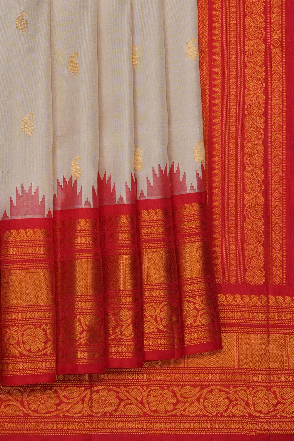 Image of Off-White Gadwal Saree