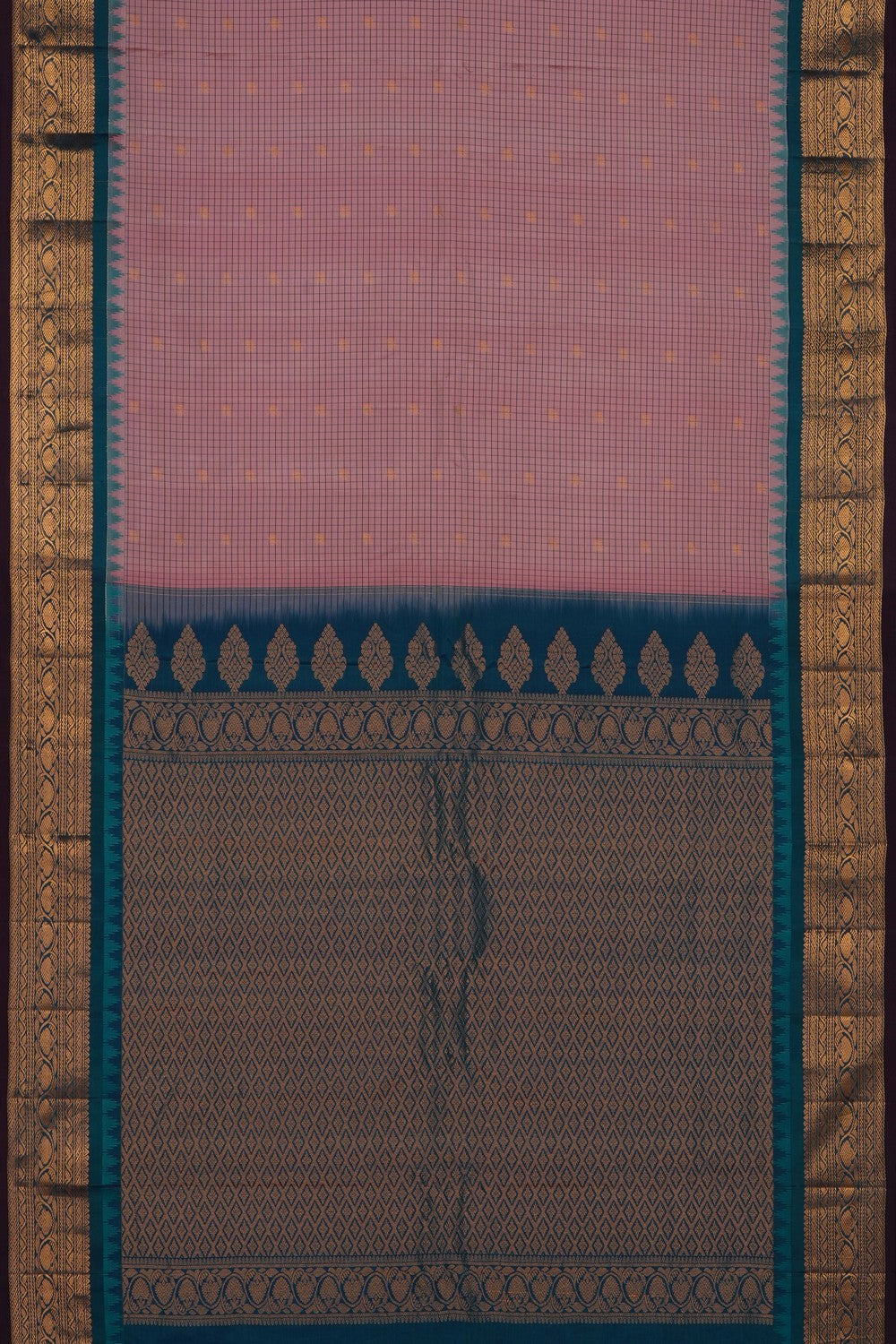 Image of Pink Gadwal Silk Kattam Saree