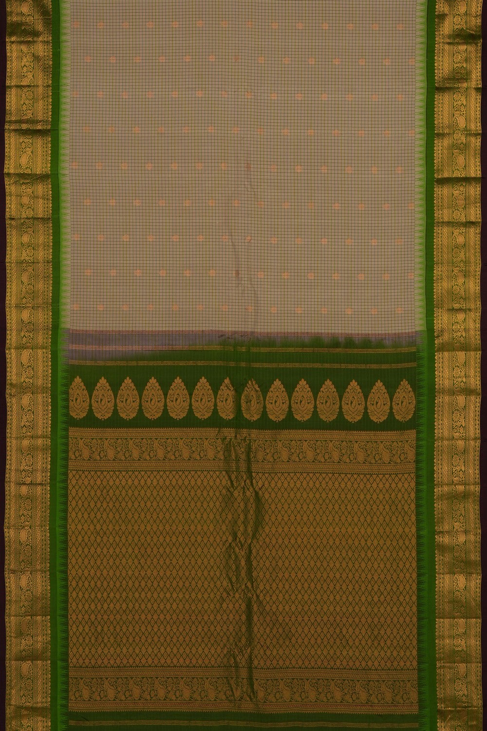 Image of Beige Gadwal Silk Kattam Saree