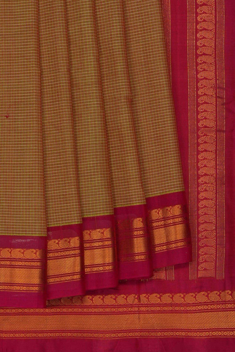 Image of Green Gadwal Cotton Saree