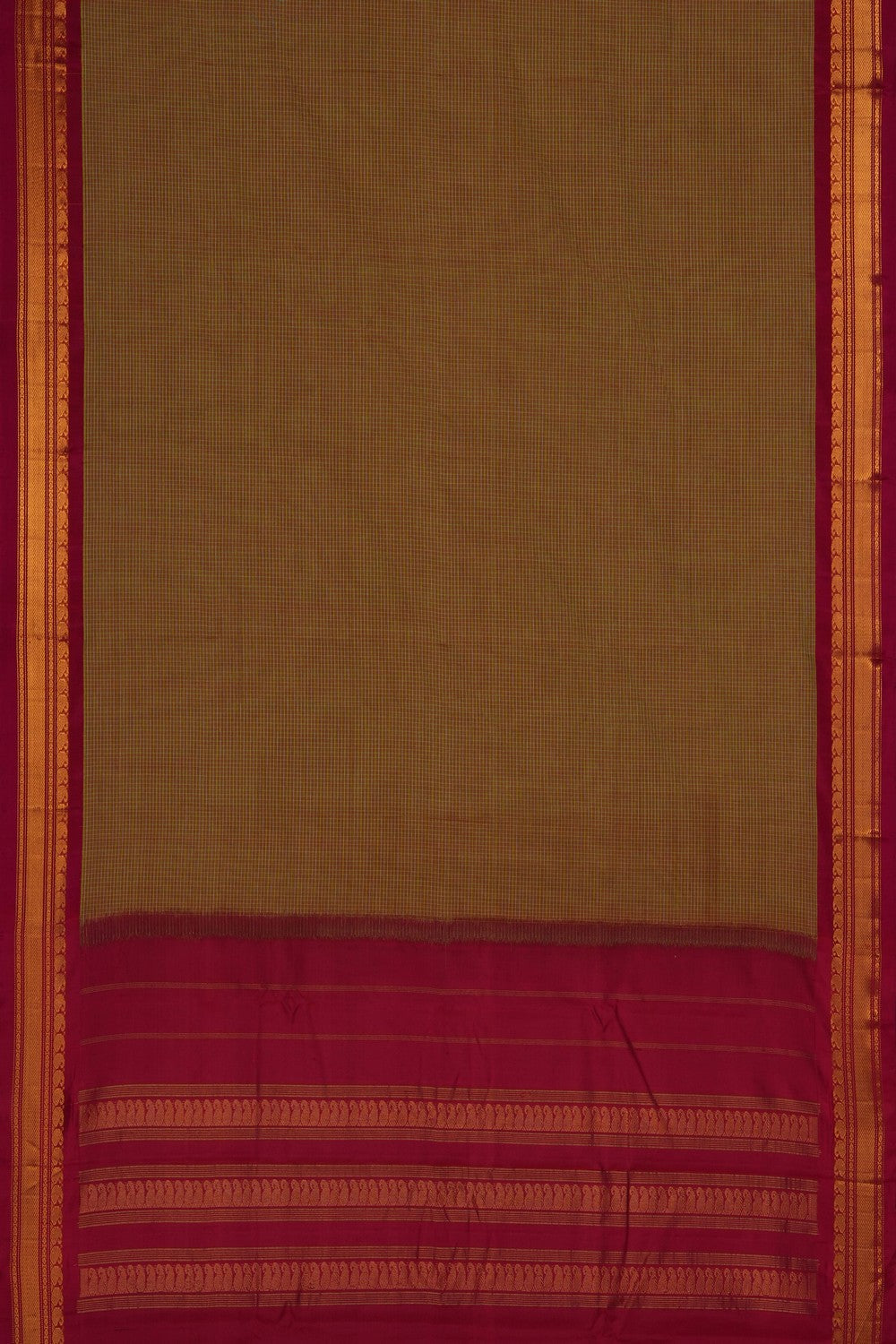 Image of Green Gadwal Cotton Saree