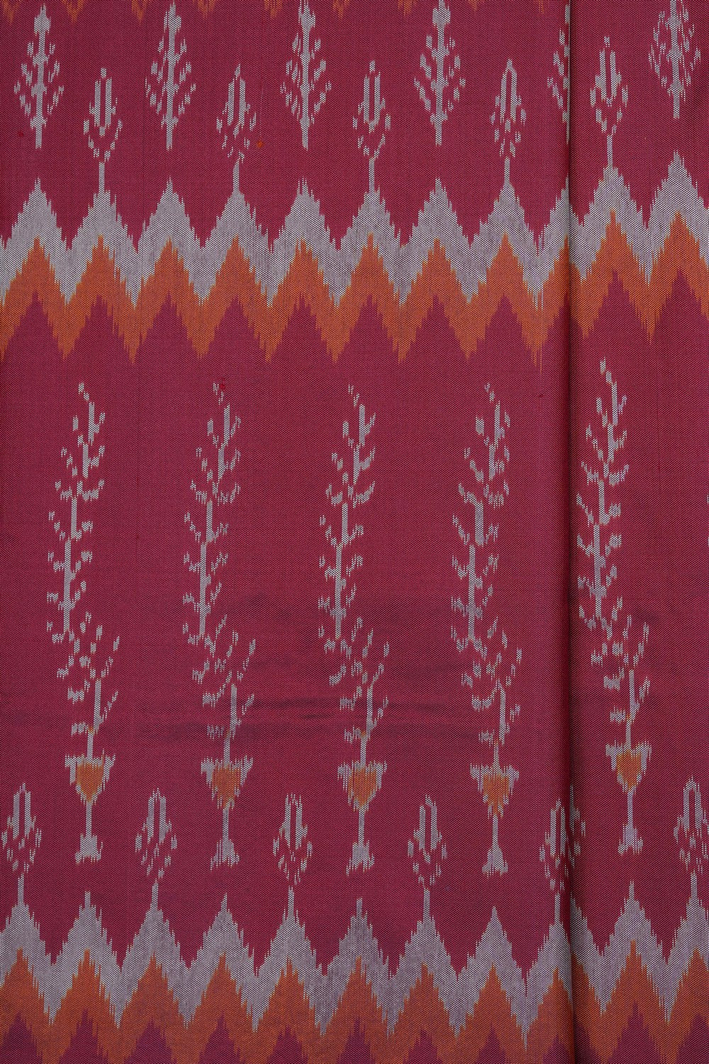 Image of Onion-Pink Pochampally Ikat Silk Saree
