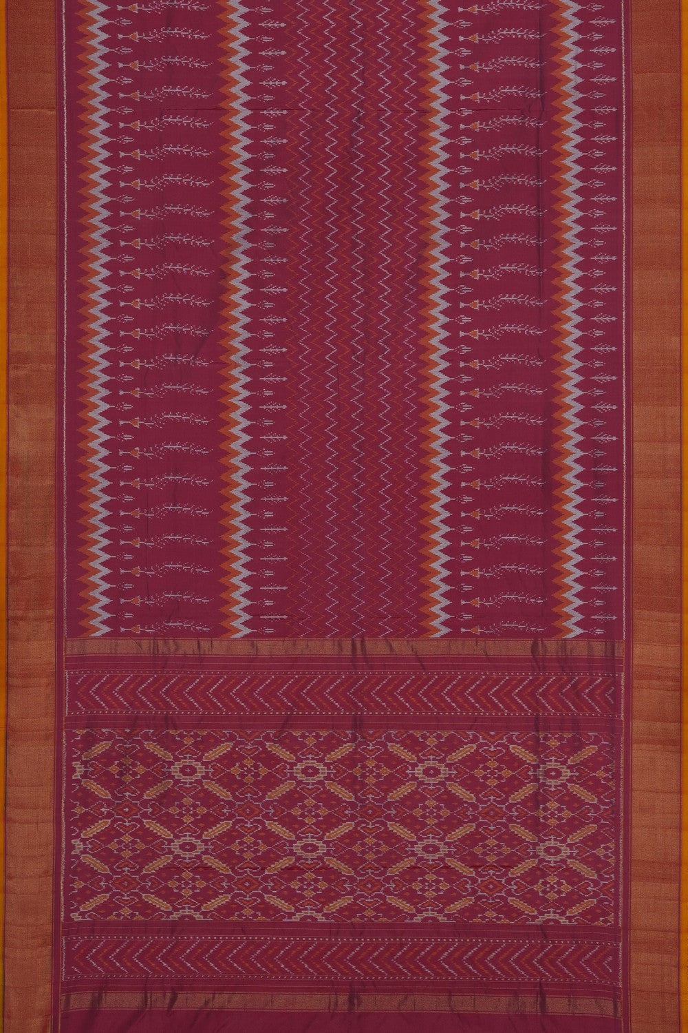 Image of Onion-Pink Pochampally Ikat Silk Saree