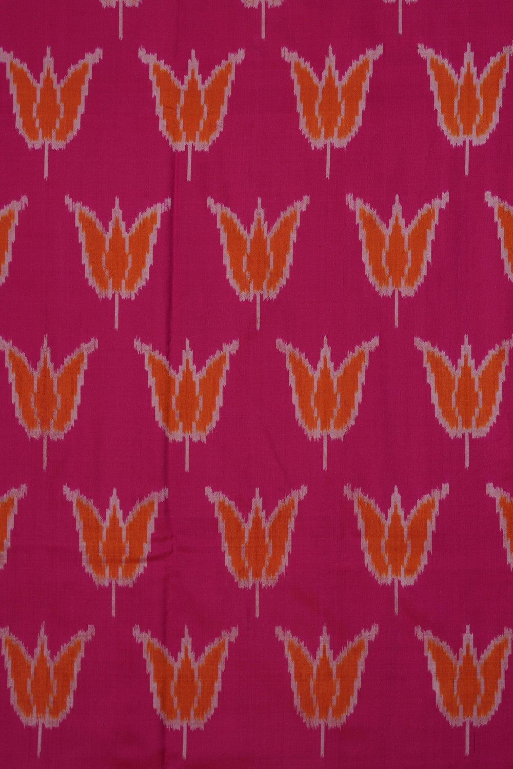 Image of Fuchsia-Pink Pochampally Ikat Silk Saree