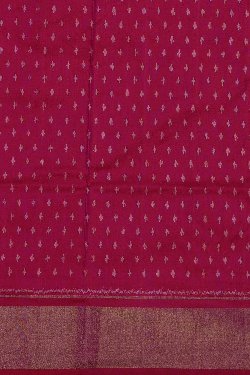 Image of Fuchsia-Pink Pochampally Ikat Silk Saree