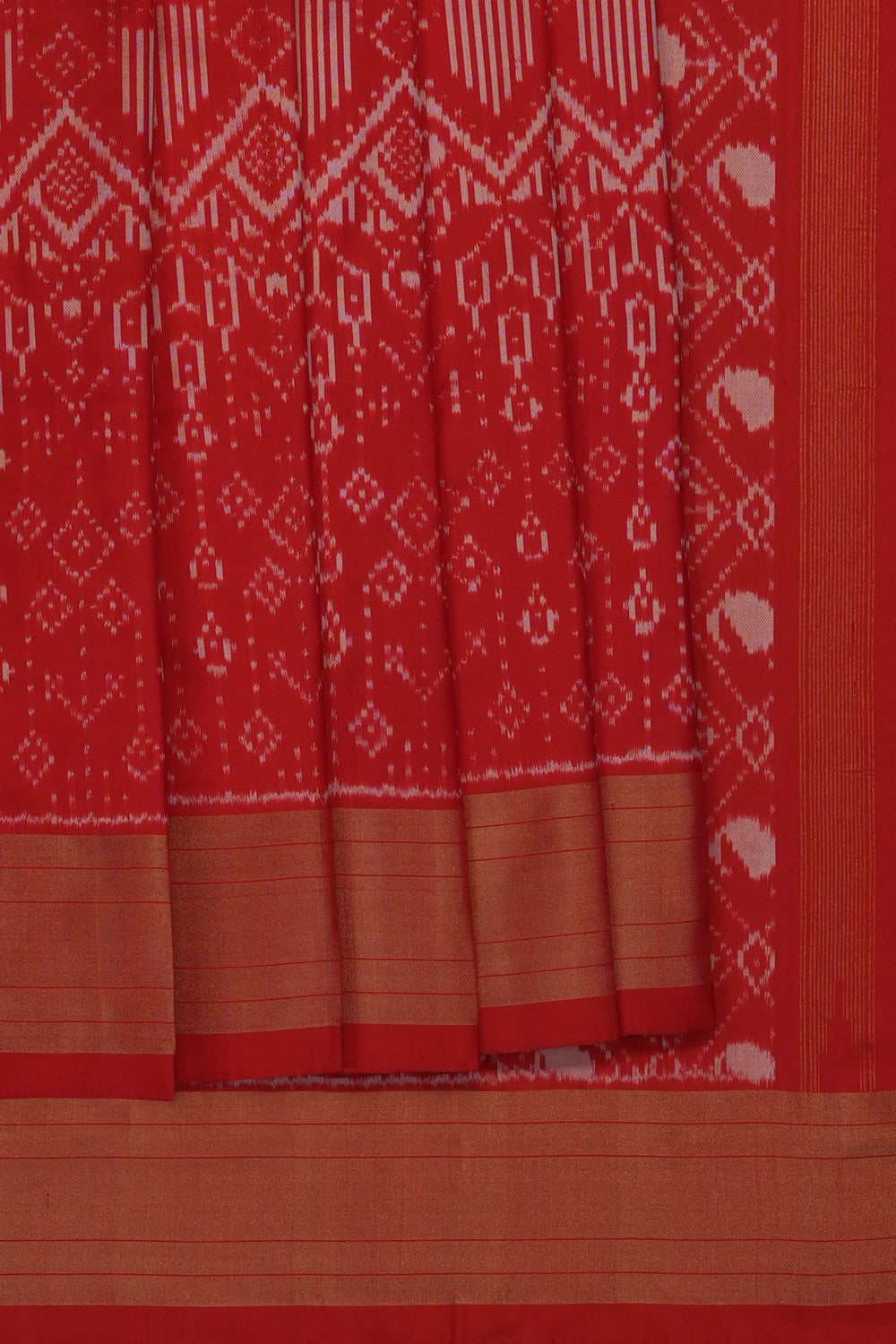 Image of Red Pochampally Ikat Silk Saree