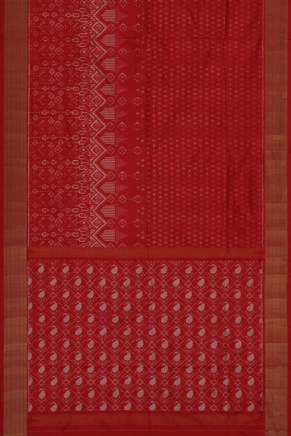 Image of Red Pochampally Ikat Silk Saree