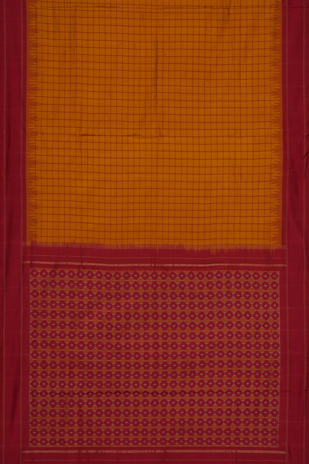 Image of Mustard Pochampally Ikat Silk Saree