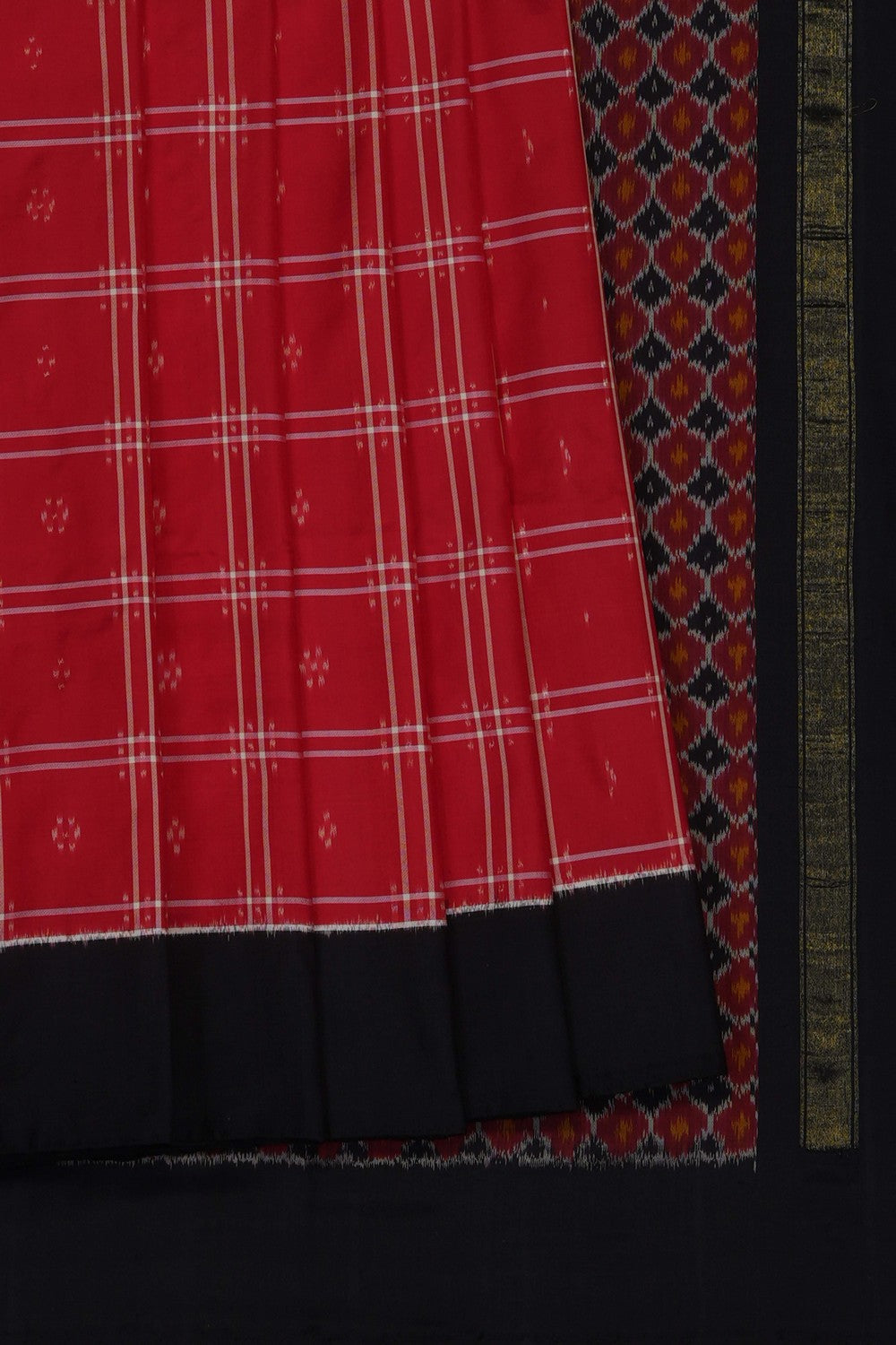 Image of Red Pochampally Ikat Silk Saree