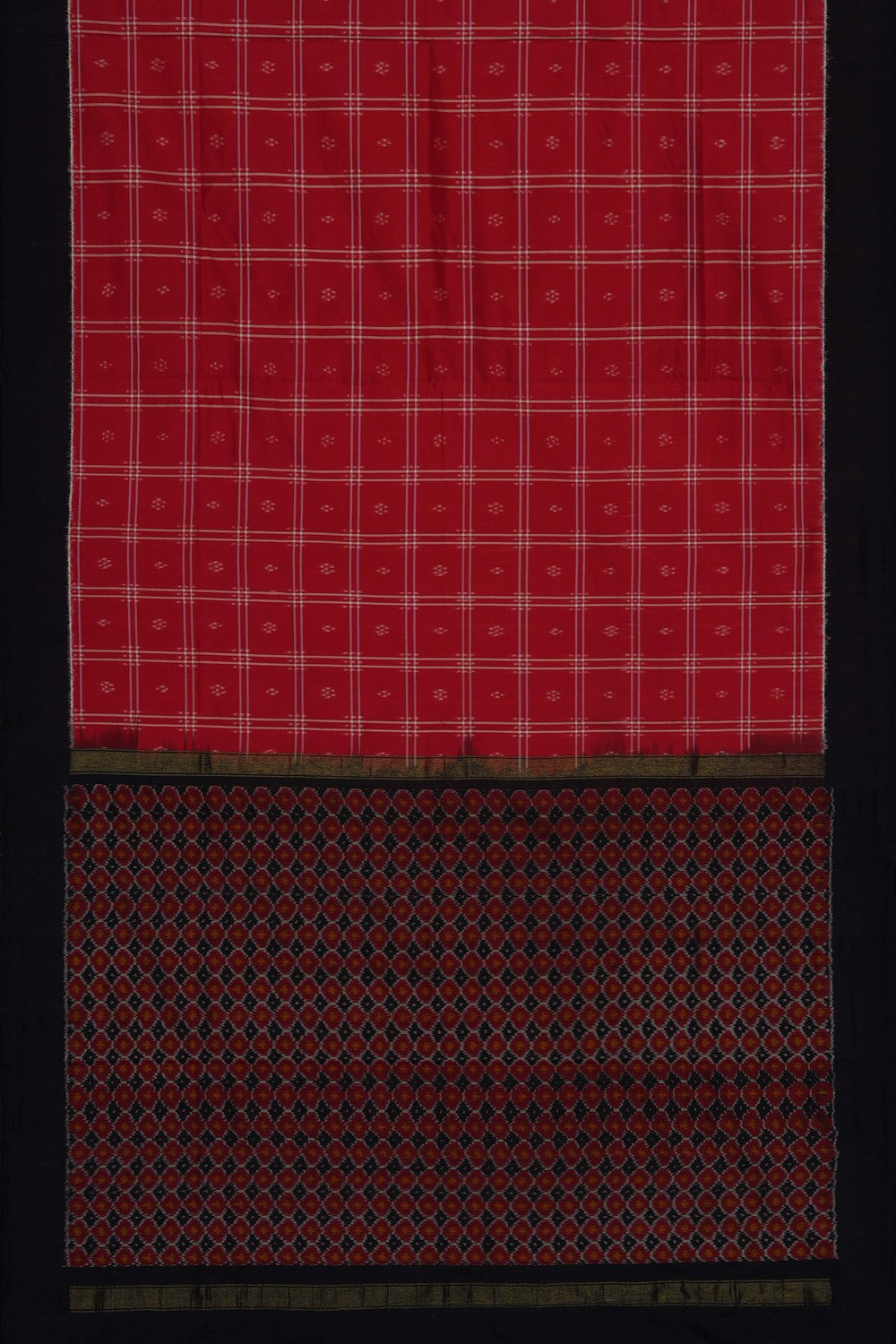Image of Red Pochampally Ikat Silk Saree