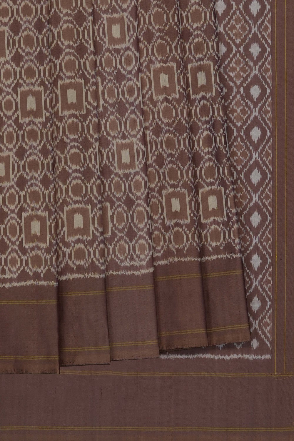 Image of Brown Pochampally Ikat Silk Saree