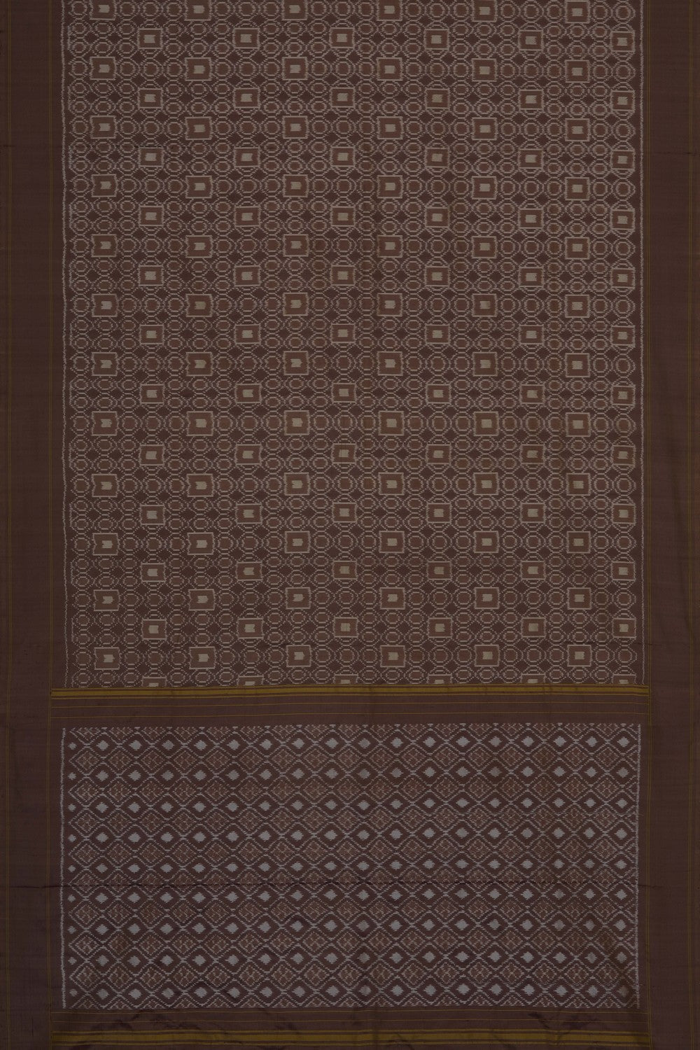 Image of Brown Pochampally Ikat Silk Saree