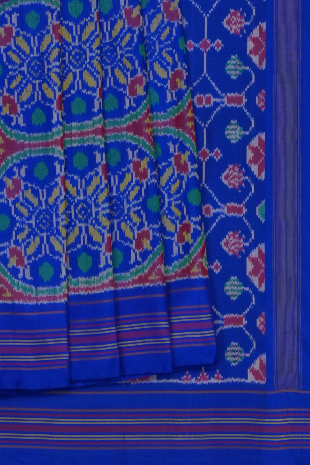 Image of Blue Pochampally Ikat Silk Saree