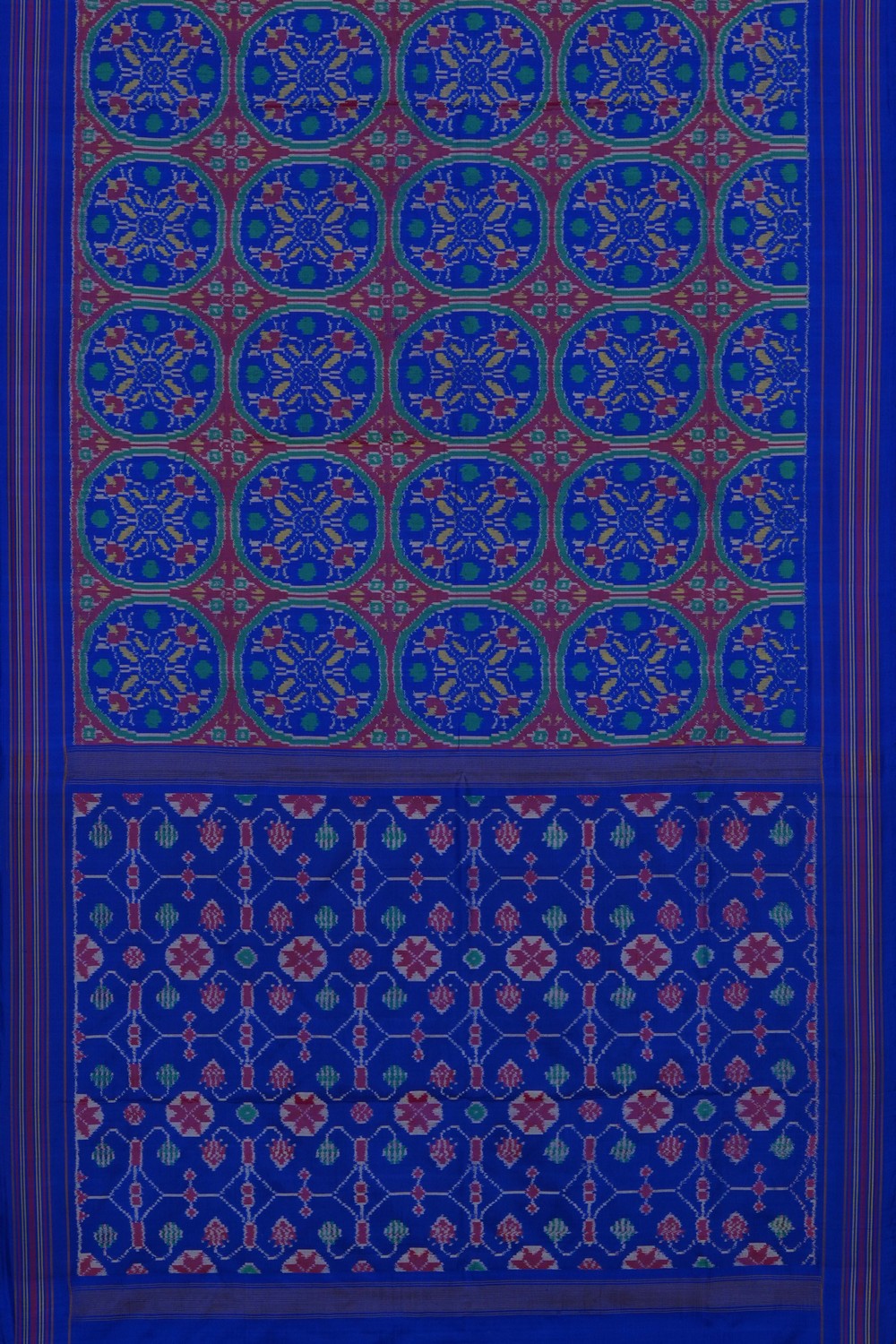 Image of Blue Pochampally Ikat Silk Saree