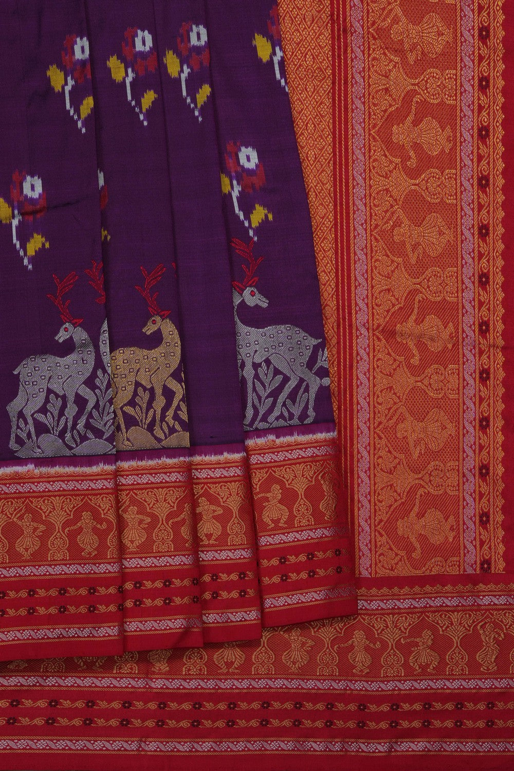 Image of Purple Pochampally Ikat Silk Saree