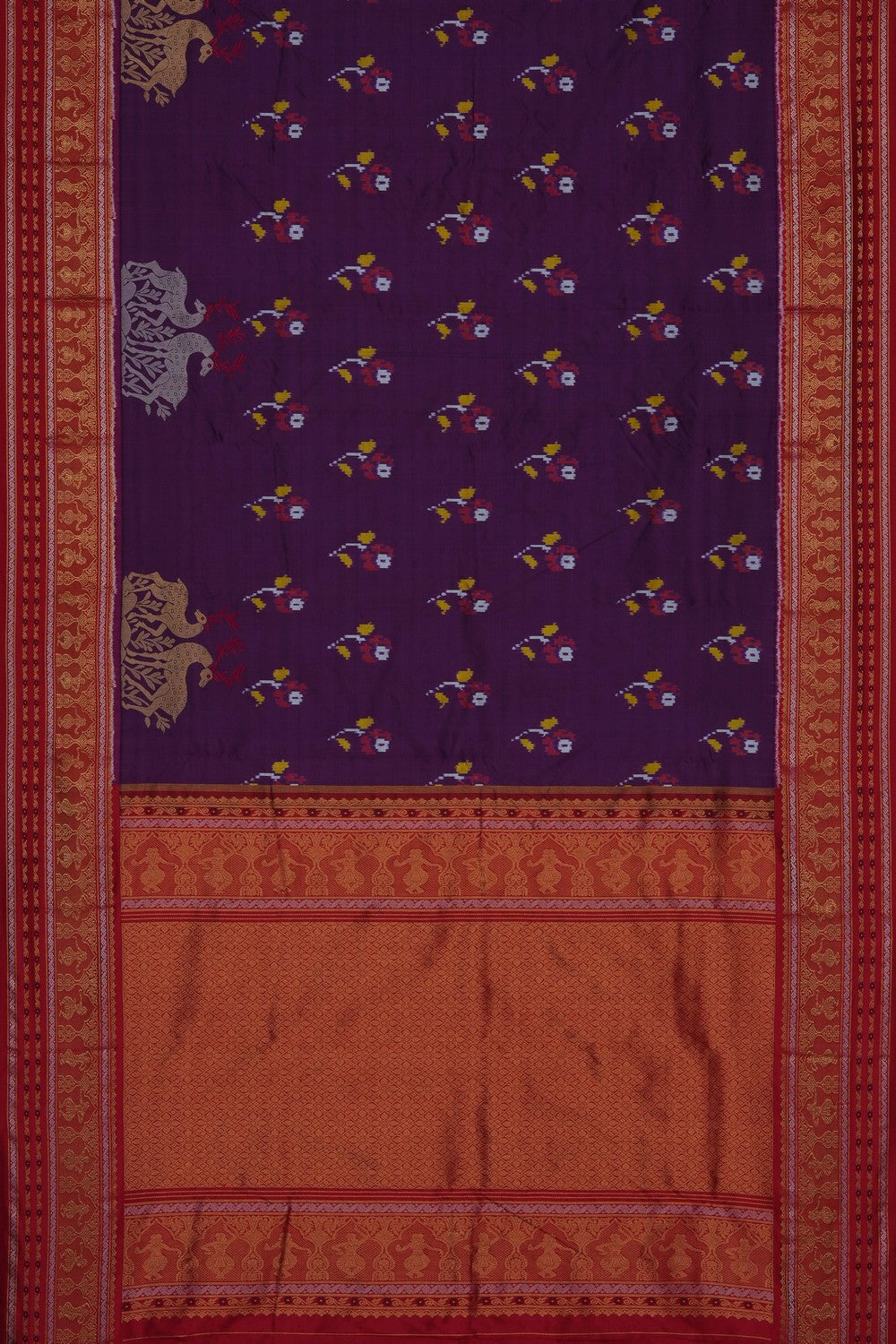 Image of Purple Pochampally Ikat Silk Saree
