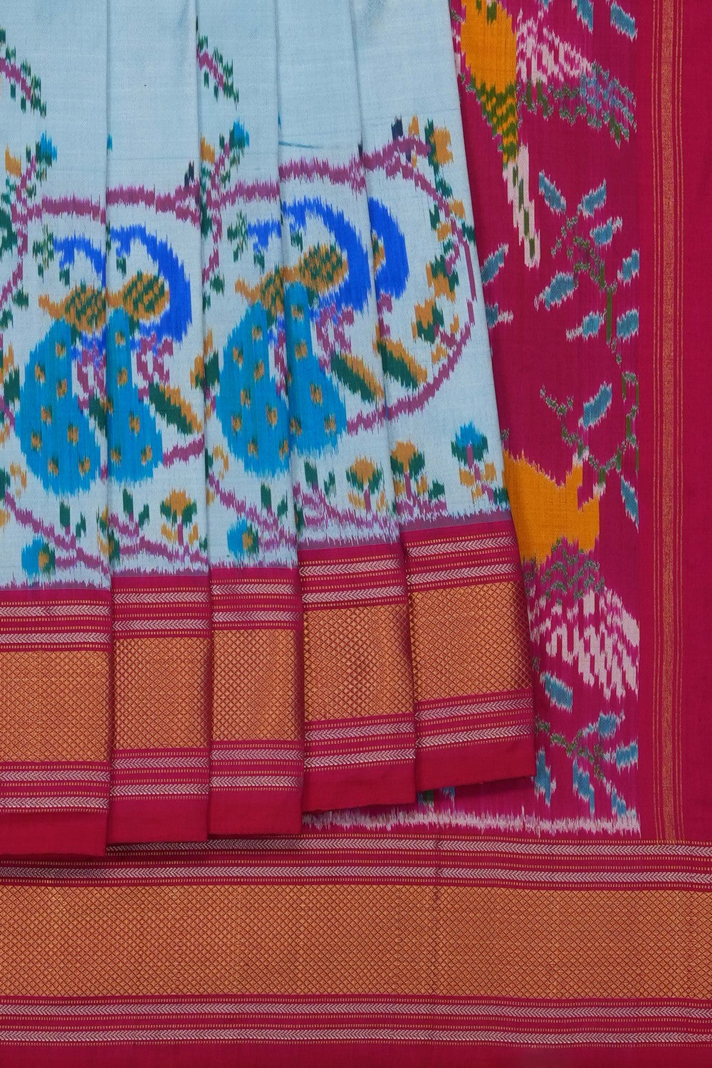 Image of Blue Pochampally Ikat Silk Saree